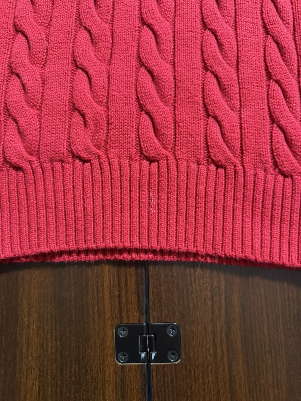 Polo Ralph Lauren Red Cable-Knit Cotton Sweater Crew Neck Long Sleeve Size Large